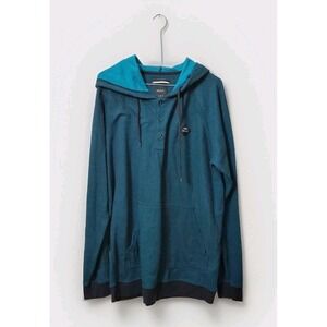 RVCA‎ Hooded Shirt Mens Medium M Blue Green Long Sleeve Pullover Hoodie